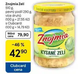Tesco Znojmia Zelí, 510 g. pevný podíl 290 g nabídka