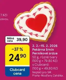 Tesco Pekárna Srnín Perníkové srdce, 50 g, různé tvary nabídka