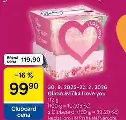 Tesco Glade Svíčka I love you nabídka