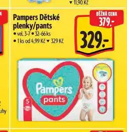 Albert Pampers Dětské plenky/pants vel. 3-7 32-66 ks nabídka