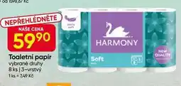 Hruška Harmony Toaletní papír vybrané druhy 8 ks, 3-vrstvý nabídka
