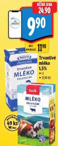 Albert Trvanlivé mléko 1,5% nabídka