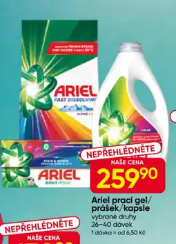 Hruška Ariel prací gel/ prášek/kapsle nabídka