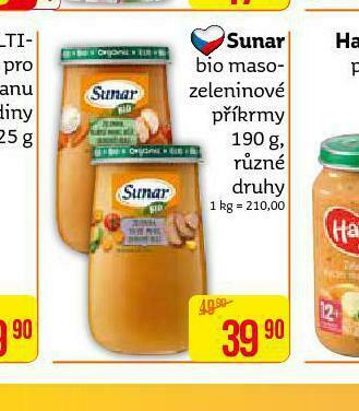 Teta Sunar bio masozeleninové příkrmy nabídka