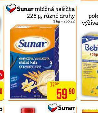 Teta Sunar mléčná kašička nabídka