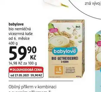 dm drogerie Babylove bio nemléčná vícezrnná kaše nabídka