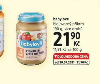 dm drogerie Babylove bio ovocný příkrm nabídka
