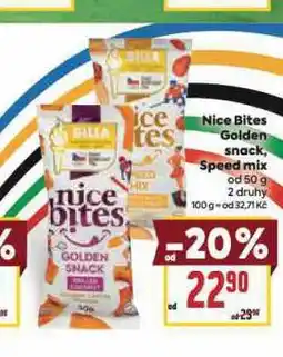 Billa Nice bites golden snack, speed mix nabídka