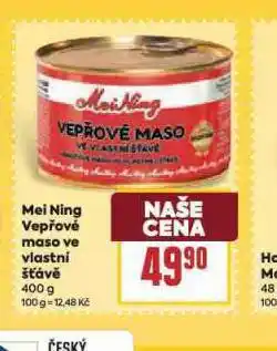 Billa Mei ning vepřové maso ve vlastní šťávě nabídka
