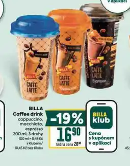 Billa Billa caffee drink nabídka