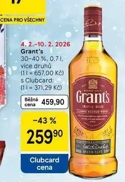 Tesco Grant's 30-40 %, 0,7 l, více druhů nabídka