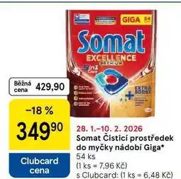 Tesco Somat Čisticí prostředek do myčky nádobí Giga, 54 ks nabídka