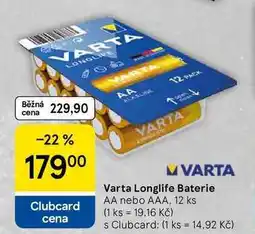 Tesco Varta Longlife Baterie AA nebo AAA, 12 ks nabídka