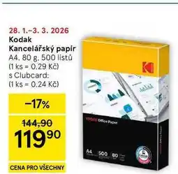 Tesco Kodak Kancelářský papír A4, 80 g. 500 listů nabídka