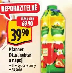 Albert Pfanner Džus, nektar a nápoj nabídka