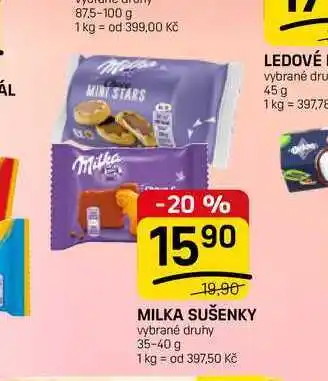 Flop MILKA SUŠENKY vybrané druhy nabídka