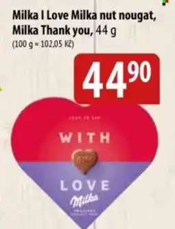 Bala Milka I Love Milka nut nougat, Milka Thank you nabídka