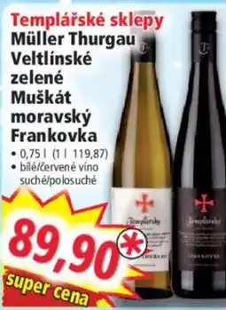 Norma Templářské sklepy Müller Thurgau Veltlínské zelené Muškát moravský Frankovka nabídka