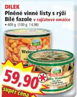 Norma Dilek Plněné vinné listy s rýží Bílé fazole v rajčatové omáčce nabídka