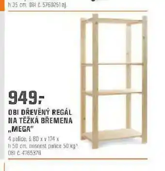 OBI Dřevěný regál nabídka