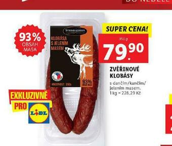 Lidl Zvěřinové klobásy nabídka