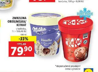Lidl Zmrzlina oreo / milka / kitkat nabídka
