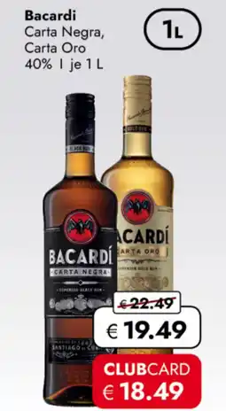 TRAVEL FREE Bacardi Carta Negra, Carta Oro 40% nabídka