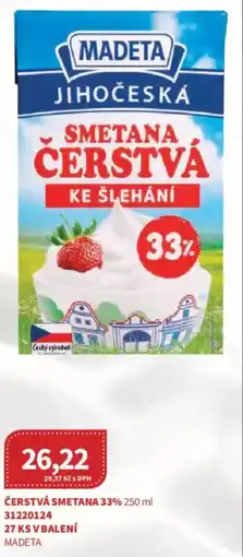 Kubík potraviny Madeta Čerstvá smetana 33% nabídka