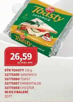 Kubík potraviny Zott Sýr toasty nabídka