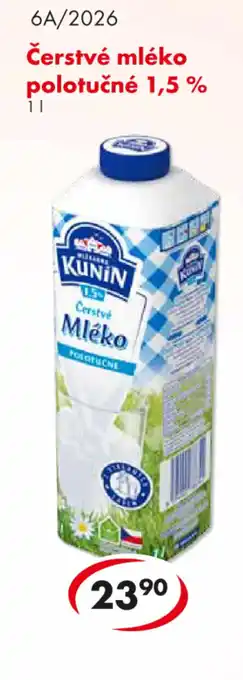 Kunin Čerstvé mléko polotučné 1,5 %