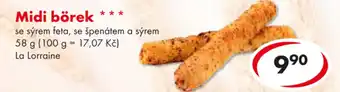 CBA Midi börek nabídka