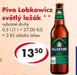 CBA Pivo Lobkowicz světlý ležák nabídka