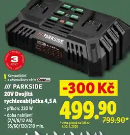 Lidl Parkside svojitá rychlonabíječka nabídka