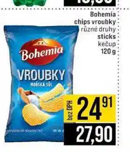 Jip Bohemia chips vroubky různé druhy sticks kečup nabídka