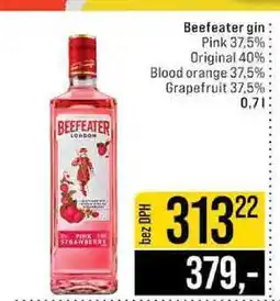 Jip Beefeater gin Pink 37,5% Original 40% Blood orange 37,5% Grapefruit 37,5% nabídka