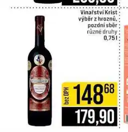 Jip Vinařství Krist výběr z hroznů, pozdní sběr různé druhy nabídka