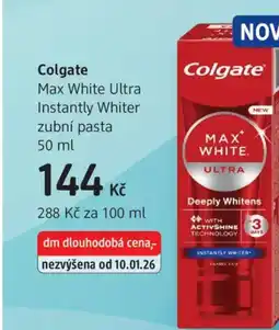 dm drogerie Colgate Max White Ultra Instantly Whiter zubní pasta nabídka