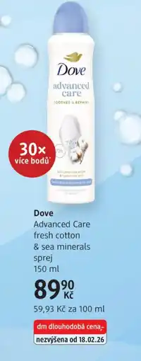 dm drogerie Dove Advanced Care fresh cotton & sea minerals sprej nabídka