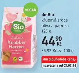 dm drogerie DmBio křupavá srdce oliva a paprika nabídka