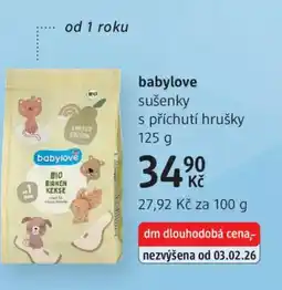 dm drogerie Babylove sušenky s příchutí hrušky nabídka
