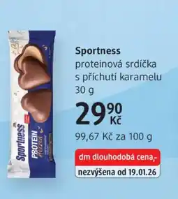 dm drogerie Sportness proteinová srdíčka s příchutí karamelu nabídka