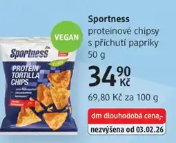dm drogerie Sportness proteinové chipsy s příchutí papriky nabídka