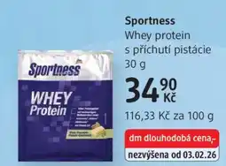 dm drogerie Sportness Whey protein s příchutí pistácie nabídka