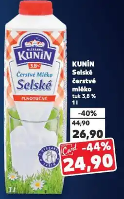 Kaufland KUNIN Selské čerstvé mléko nabídka