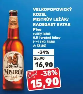 VELKOPOPOVICKÝ KOZEL MISTRŮV LEŽÁK/ RADEGAST RATAR Pivo