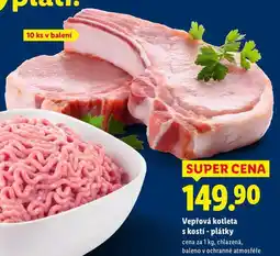 Lidl Vepřová kotleta s kostí - plátky, cena za nabídka