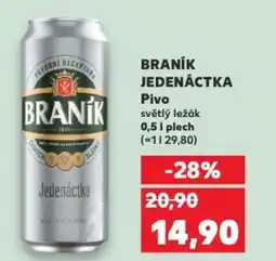 Kaufland BRANÍK JEDENÁCTKA Pivo světlý ležák nabídka