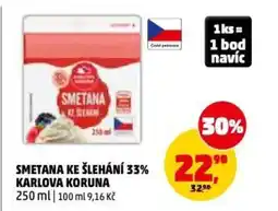 Penny Market Smetana ke šlehání 33% karlova koruna nabídka