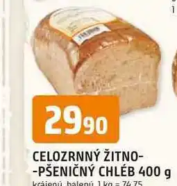 Trefa CELOZRNNÝ ŽITNO-PŠENIČNÝ CHLÉB 400 g krájený balený nabídka
