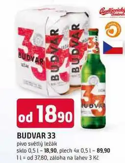 Trefa BUDVAR 33 pivo světlý ležák nabídka